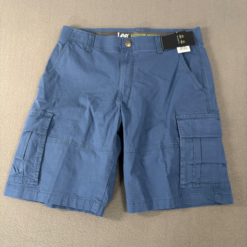 Lee Extreme Motion Cargo Shorts Mens Size 33 Academy Blue Relaxed 112331078